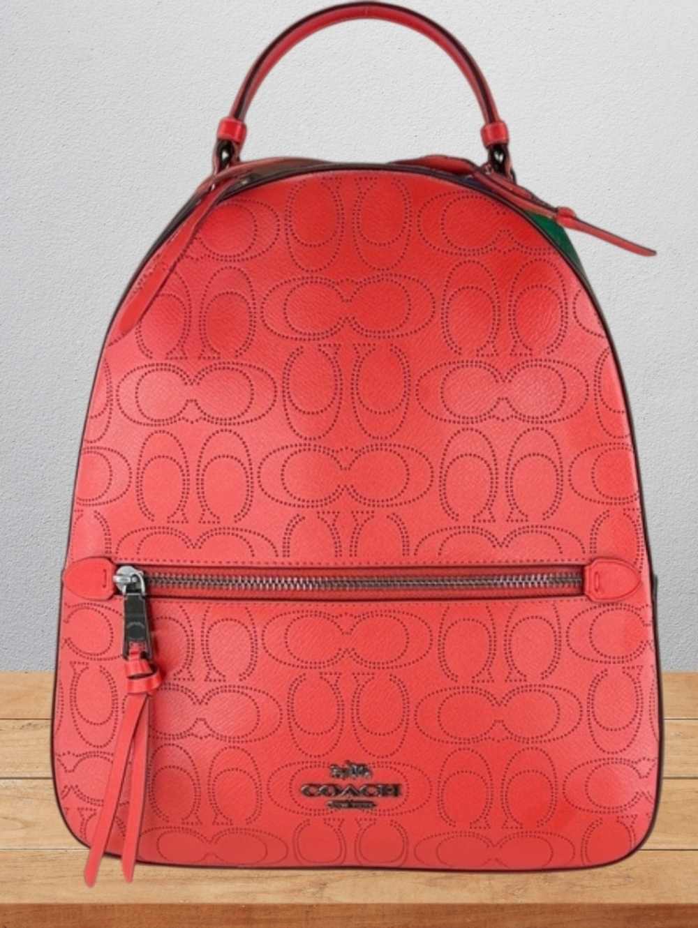 Coach Jordyn Perforated Leather Backpack Miami Red NWOT $450 Retail - Picture 3 of 16